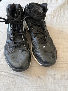 adidas Black and White High-Top Basketball Sneakers